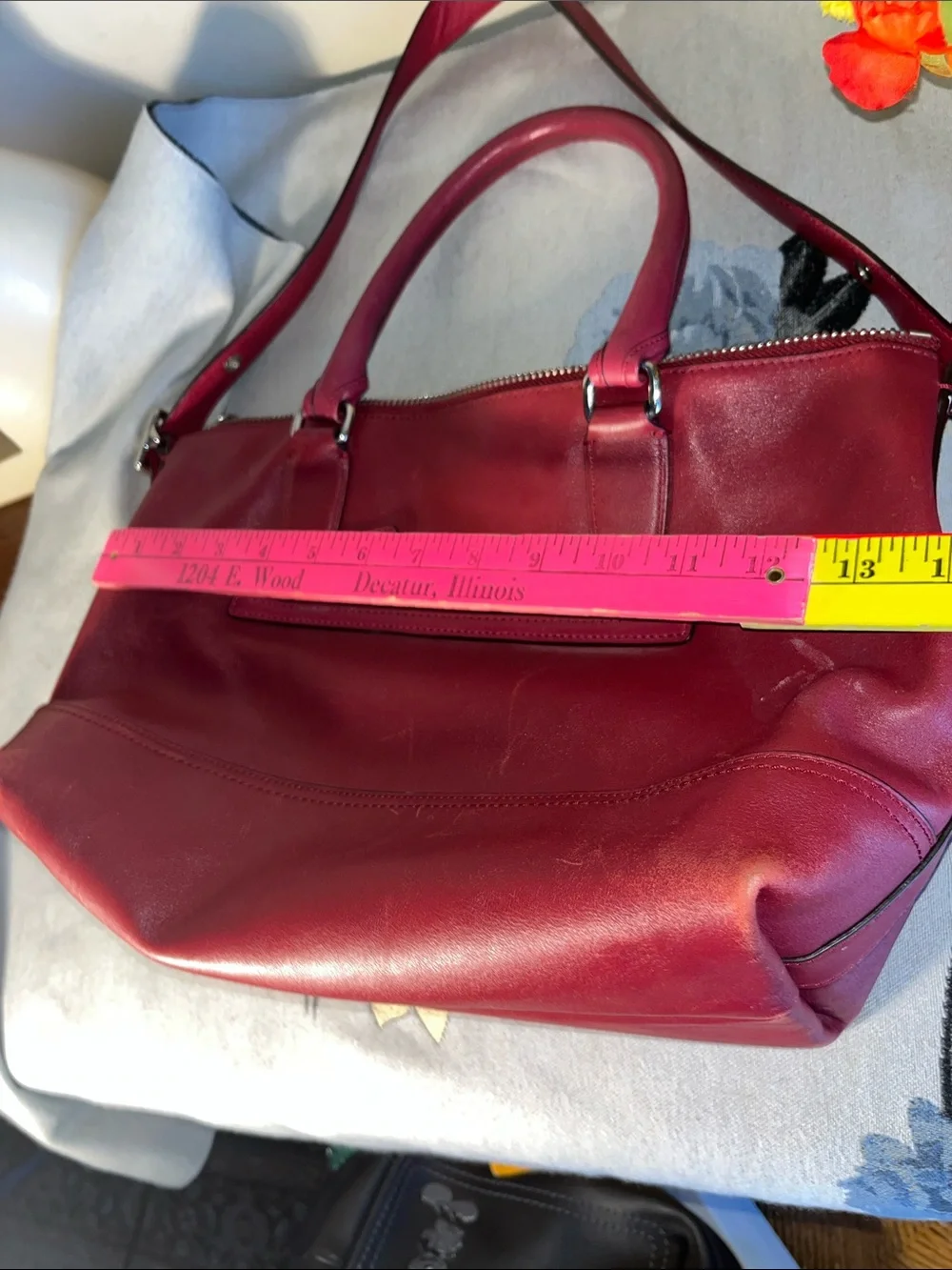 Coach Fuchsia Leather Shoulder Bag with Tassel Charm